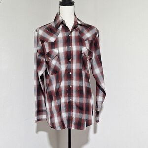 Red and Black Casual Button Down Shirt with Western Yokes